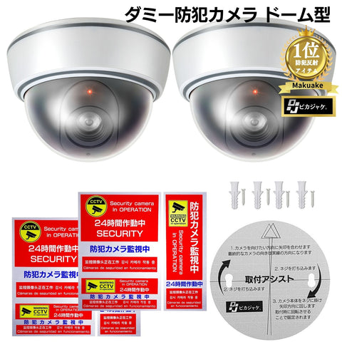 ダミー 防犯カメラ【ドーム型2個】 防犯ステッカー付